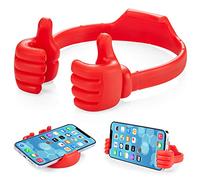 Cadeaux de Noël de Chaussette Support de Téléphone Portable Thumbs Up Lazy,Support de Téléphone Portable Universel pour Bureau,Support de Smartphone pour iPhone, iPad, Samsung et Plus (Rouge)