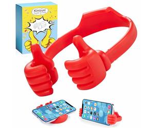 Cadeaux de Noël de Chaussette Support de Téléphone Portable Thumbs Up Lazy,Support de Téléphone Portable Universel pour Bureau,Support de Smartphone pour iPhone, iPad, Samsung et Plus (Rouge)