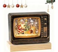 Cadeaux de Noël, Décorations Veilleuses, Ornements de Boîte À Musique, avec Câble USB, Nouveau Modèle du Père Noël avec Musique Qui Tombe en Neige Et Téléviseur Old Man