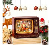 Cadeaux de Noël, Décorations Veilleuses, Ornements de Boîte À Musique, avec Câble USB, Nouveau Modèle du Père Noël avec Musique Qui Tombe en Neige Et Téléviseur Red Old Man