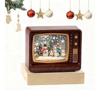 Cadeaux de Noël, Décorations Veilleuses, Ornements de Boîte À Musique, avec Câble USB, Nouveau Modèle du Père Noël avec Musique Qui Tombe en Neige Et Téléviseur Red Snowman