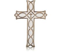 Cadeaux de Noël en bois religieuse catholique Crucifix Croix murale à suspendre 30,5 x 20,3 cm French plaque Salon Home Decor Accent Église d'autel Chapelle Décoration murale écran antique Finition rustique