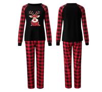 Cadeaux de Noël pour enfants Ensemble pyjama de Noël confortable et décontracté pour la famille avec impression, col rond, manches longues et pantalons longs, vêtements de famille, pyjama de Noël