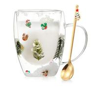 Cadeaux de Noël pour Femmes et Hommes - Tasses à Expresso en Verre avec Poignée - Chaussettes Amusantes à Double Paroi - Décorations Flocons de Neige - Idées pour Maman