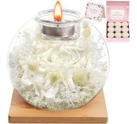 Cadeaux de Noël pour femmes, Rose éternelle dans un verre avec 18 bougies parfumées - Fleurs préservées Infinity Rose, Noël Saint-Valentin Fête des mères Petite amie Épouse, Décoration romantique