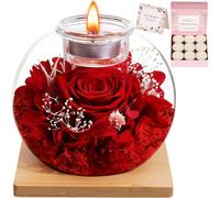 Cadeaux de Noël pour femmes, Rose éternelle en verre avec 18 bougies parfumées - Fleurs conservées Infinity Rose, Noël, Saint-Valentin, fête des mères pour petite amie, épouse, décoration romantique