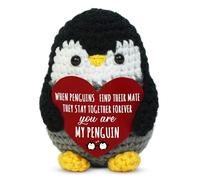 Cadeaux de Noël romantiques pour homme et femme - Crochet pingouin positif - Cadeau d'anniversaire pour couple, petit ami, petite amie, mari, épouse, cadeau « I Love You » pour lui et elle