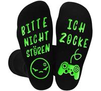 Cadeaux de Pâques - Chaussettes de jeu pour adultes - Avec inscription en allemand « Bitte Nicht Stören Ich Zocke, Zocken Geschenke für Männer zum Geburtstag » - Chaussettes amusantes pour hommes de