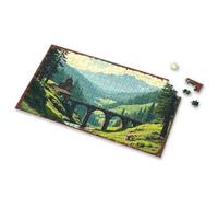 Cadeaux de Pâques pour adultes Mountain Serenity : un pont reliant la nature et l'architecture - Puzzle d'images - Cadeaux de Pâques pour adultes - 500 pièces (500 pièces)