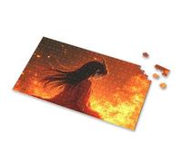 Cadeaux de Pâques pour adultes - Une figurine avec des cheveux longs et des cornes assise au milieu de flammes ardentes - Puzzle de 300 pièces (1000 pièces)