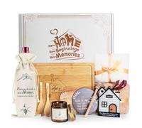 Cadeaux de pendaison de crémaillère, 11 paniers-cadeaux pour nouvelle maison, planche de service Sweet Home, dessous de verre en céramique, bougie parfumée et plus encore cadeaux de pendaison de