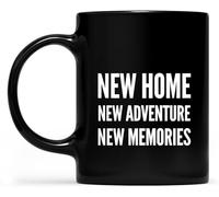 Cadeaux de pendaison de crémaillère : Nouvelle maison, nouvelle aventure, nouveaux souvenirs. Tasse à café originale en céramique imprimée recto verso, idéale pour maman, papa, un ami, une épouse ou u