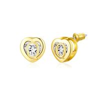 Cadeaux de remise de diplôme - Boucles d'oreilles à tige en forme de cœur en or 14 carats, or rose/plaqué argent, hypoallergéniques - Cadeau d'anniversaire pour fille, petite amie, épouse, Q-(Heart 1