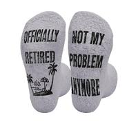 Cadeaux de retraite pour femme, chaussettes fantaisie amusantes pour femme, idée cadeau pour femme et amie, gris clair, Taille unique