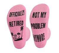 Cadeaux de retraite pour nous, chaussettes fantaisie amusantes pour femme, chaussettes de retraite pour femme, amie, cadeau de retraite pour nous (FR/ES, Alpha, One Size, Regular, Regular, Rose)