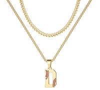Cadeaux de Saint-Valentin pour garçons et lui, colliers en acier inoxydable avec initiale de baseball argentée, dorée et noire pour garçons, bijoux, cadeaux de baseball, cadeaux de Saint-Valentin pour