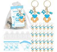 Cadeaux d'invités, ange gardien, pendentif ange gardien, porte-clés d'empreinte de pied de bébé pour invités, fête prénatale, souvenirs et décorations, avec sacs en organza, étiquettes en force pour