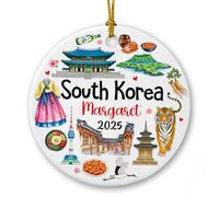 Cadeaux d'ornement souvenir du patrimoine coréen, décoration de Noël personnalisée de la Corée du Sud 2025, décoration souvenir de voyage du palais coréen, nom personnalisé en Corée du Sud