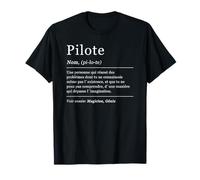 Cadeaux Drôles Pilote T-Shirt Dictionnaire Pilote Avion Définition Noir S Coupe Classique Manche 3/4 Col Rond T-Shirt Homme Adulte Casual Humor Aviation