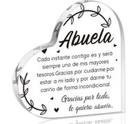 Cadeaux en acrylique pour grand-mère espagnole - Regalos para Abuela Cœur en acrylique Idées de plaque souvenir pour grand-mère en espagnol Fête des mères Cadeaux de Noël de la part de petite-fille
