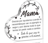 Cadeaux en acrylique pour maman espagnole - Plaque en acrylique en forme de cœur en forme de cœur pour décoration de bureau, idées de décoration pour maman, presse-papier pour maman en espagnol