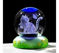 Cadeaux en cristal sur le thème du chat pour femme, figurine de chat et de papillon gravée 3D pour anniversaire et Noël