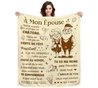 Cadeaux Femme Couvertures et Plaids pour Épouse Conjointe Saint-Valentin, Noël, Cadeaux d'anniversaire Deco Couverture Convient pour Lit Canapé Voyage 150x130CM (À Mon épouse)