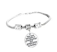 Cadeaux Femme L'amour entre une -mère et une petite-fille est un cadeau pour toujours avec un bracelet en métal pour -mère (Silver, One Size)