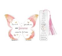 Cadeaux Femme Ma Femme Plaque Acrylique Marque-page 2PC Ensemble Cadeau d’Anniversaire Personnalisé Papillon Souvenir Saint-Valentin Cadeaux de Noël pour Elle de Mari Mariage Anniversaire