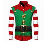 Cadeaux Fête du Pape Revers de Noël, Imprimé en 3D Numérique, Chemise Décontractée Large pour Homme Automne Chemises en Coton, E-vert., Large