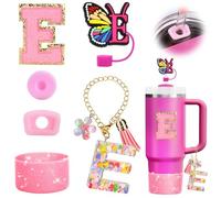 Cadeaux Fille de Saint-Valentin,Accessoire de tasse pour Stanley Cup - Accessoire anti-fuite - En silicone - Porte-gobelet - Couvercle pour gobelet Lettre E