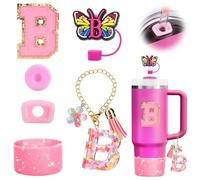 Cadeaux Fille de Saint-Valentin,Accessoire de tasse pour Stanley Cup - Accessoire anti-fuite - En silicone - Porte-gobelet - Couvercle pour gobelet Lettre B