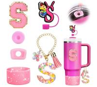Cadeaux Fille de Saint-Valentin,Accessoire de tasse pour Stanley Cup - Accessoire anti-fuite - En silicone - Porte-gobelet - Couvercle pour gobelet Lettre S