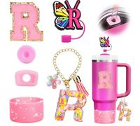 Cadeaux Fille de Saint-Valentin,Accessoire de tasse pour Stanley Cup - Accessoire anti-fuite - En silicone - Porte-gobelet - Couvercle pour gobelet Lettre R