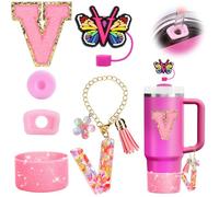 Cadeaux Fille de Saint-Valentin,Accessoire de tasse pour Stanley Cup - Accessoire anti-fuite - En silicone - Porte-gobelet - Couvercle pour gobelet Lettre V