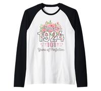 Cadeaux Floraux de 101e Anniversaire pour Femmes de 101 Ans fabriqués en 1924 Manche Raglan