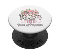 Cadeaux Floraux de 101e Anniversaire pour Femmes de 101 Ans fabriqués en 1924 PopSockets PopGrip Adhésif