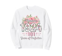 Cadeaux Floraux de 101e Anniversaire pour Femmes de 101 Ans fabriqués en 1924 Sweatshirt