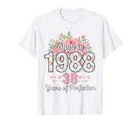 Cadeaux Floraux pour 38e Anniversaire pour Femmes de 38 Ans, fabriqués en 1988 T-Shirt