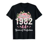 Cadeaux Floraux pour 44e Anniversaire pour Femmes de 44 Ans fabriqués en 1982 T-Shirt