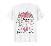 Cadeaux Floraux pour 48e Anniversaire pour Femmes de 48 Ans fabriqués en 1978 T-Shirt
