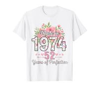 Cadeaux Floraux pour 52e Anniversaire pour Femmes de 52 Ans fabriqués en 1974 T-Shirt