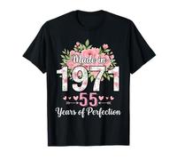 Cadeaux Floraux pour 55e Anniversaire pour Femmes de 55 Ans fabriqués en 1971 T-Shirt