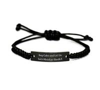 Cadeaux inspirants du ministre de la jeunesse, Keep, Ministre de la jeunesse Black Rope Rope Bracelet de collègues, bracelet gravé pour collègues, cadeaux pour le patron, idées de cadeaux de boss,