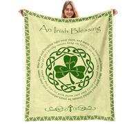 Cadeaux irlandais pour femmes et hommes, couverture cadeau de bénédiction irlandaise 127 x 152,4 cm, cadeau irlandais, couverture trèfle pour les Celtiques irlandais, anniversaire, mariage, Noël,