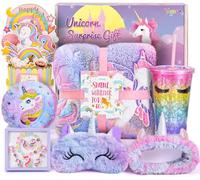 Cadeaux licorne filles 4 5 6 7 8 9 10 ans Couverture canapé 3D Carte Anniversaire Bijoux pour filles Bouteille d'eau Bandeau Maquillage Masque pour dormir Porte-monnaie Licorne Jouet Cadeaux
