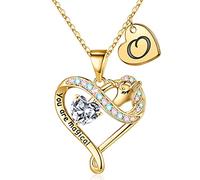 Cadeaux licornes pour filles, plaqué or 14 carats avec pendentif en forme de cœur coloré en oxyde de zirconium pour filles, femmes, bijoux licornes cadeaux pour filles et femmes, plaqué or, cubique