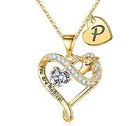 Cadeaux licornes pour filles, plaqué or 14 carats avec pendentif en forme de cœur coloré en oxyde de zirconium pour filles, femmes, bijoux licornes cadeaux pour filles et femmes, plaqué or, cubique
