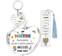 Cadeaux Maître Ensemble de 3 Pièces Signes en Forme de Pomme Marque-page Porte-clés Journée des Enseignants Cadeaux de Reconnaissance Noël Anniversaire Souvenirs de Noël Enseignes Hommes Retraite