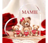 Cadeaux Maman Plaque Acrylique Personnalisée Cœur avec Noms Enfants pour Mère, Mamie, épouse, Cadeaux de Fête des mères, Cadeaux Anniversaire Maman, Meilleurs Cadeaux de Maman